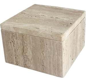 Natural Travertine Stone Decorative Trinket Box with Lid